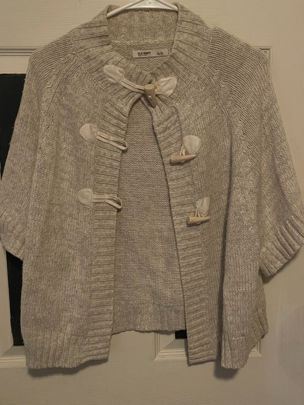 Old Navy Light Gray Chunky Knit Turtleneck Toggle Sweater